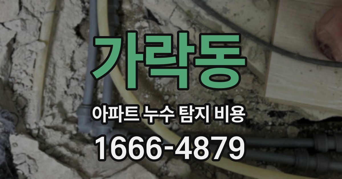 가락동 아파트 누수 탐지 비용