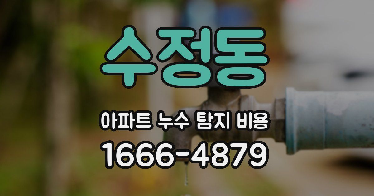 수정동 아파트 누수 탐지 비용