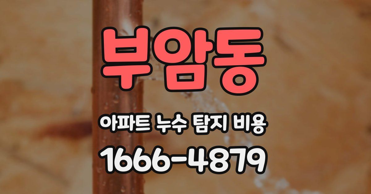 부암동 아파트 누수 탐지 비용