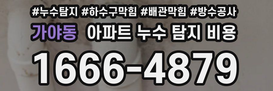가야동 아파트 누수 탐지 비용