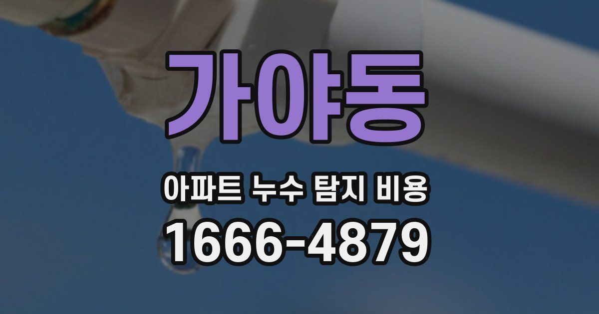 가야동 아파트 누수 탐지 비용