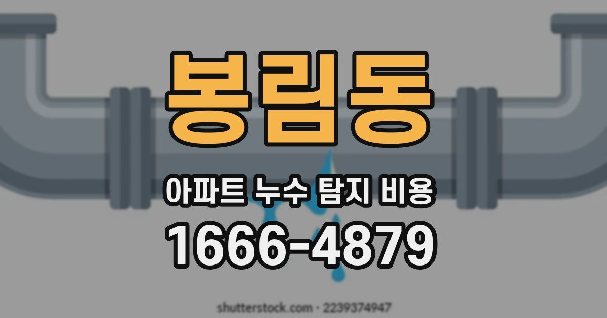 봉림동 아파트 누수 탐지 비용