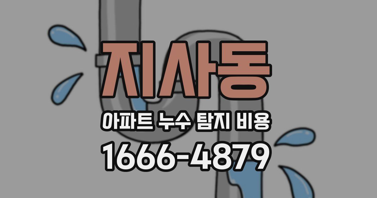 지사동 아파트 누수 탐지 비용