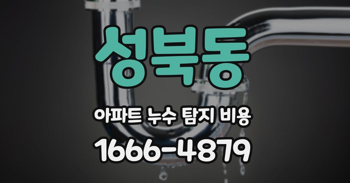 성북동 아파트 누수 탐지 비용