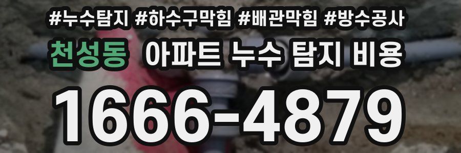 천성동 아파트 누수 탐지 비용