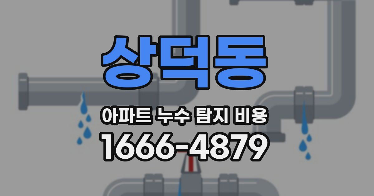 상덕동 아파트 누수 탐지 비용