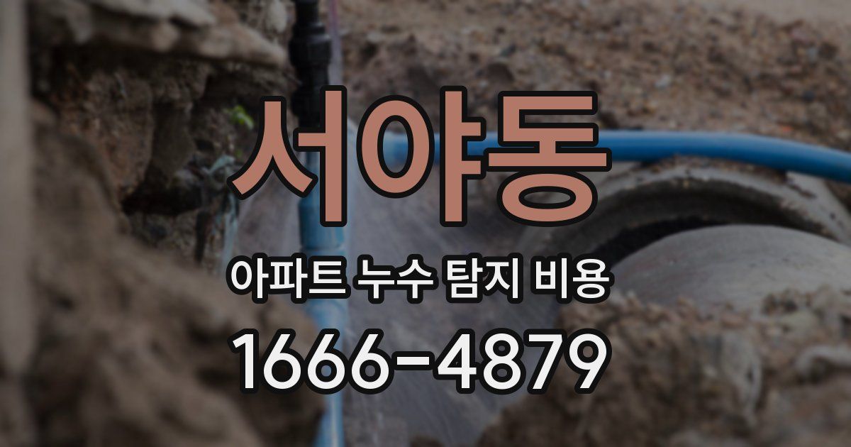 서야동 아파트 누수 탐지 비용