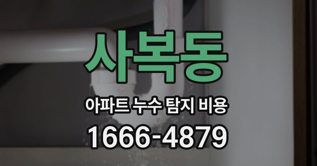 사복동 아파트 누수 탐지 비용