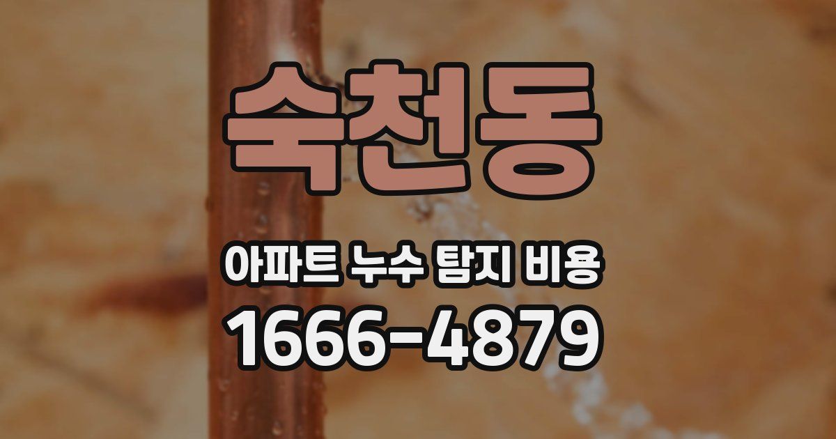 숙천동 아파트 누수 탐지 비용