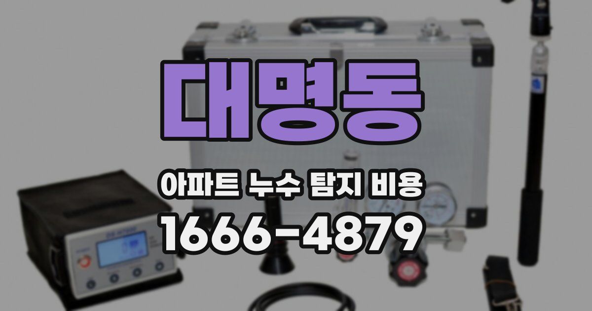 대명동 아파트 누수 탐지 비용