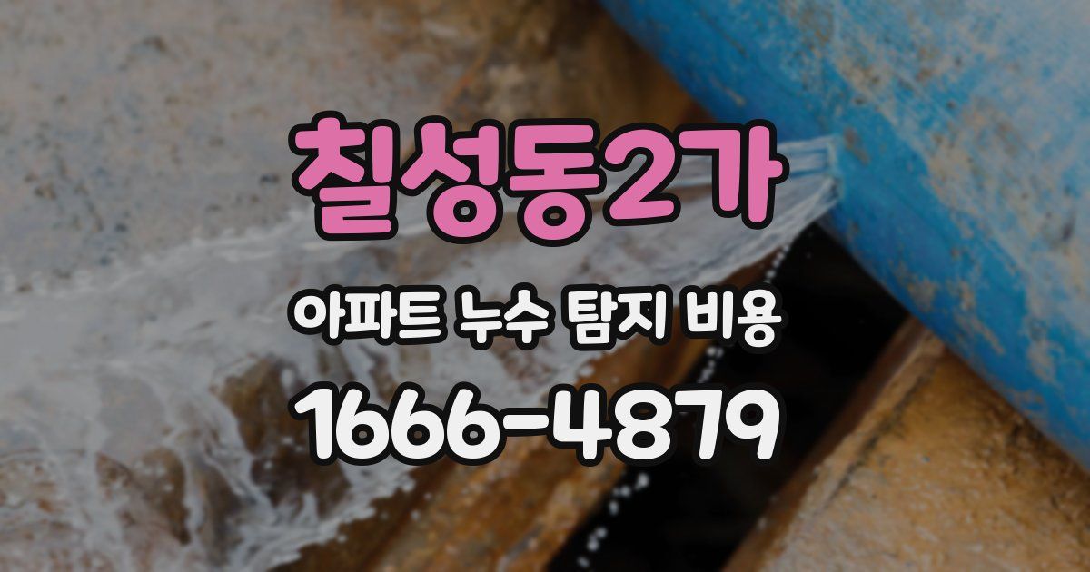 칠성동2가 아파트 누수 탐지 비용
