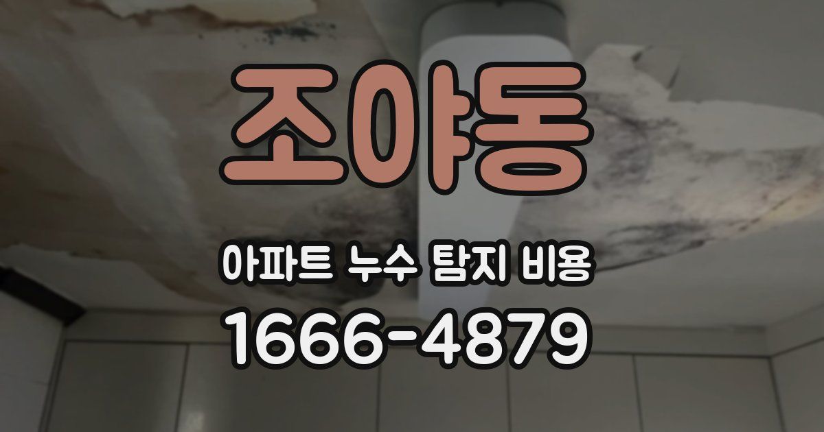 조야동 아파트 누수 탐지 비용