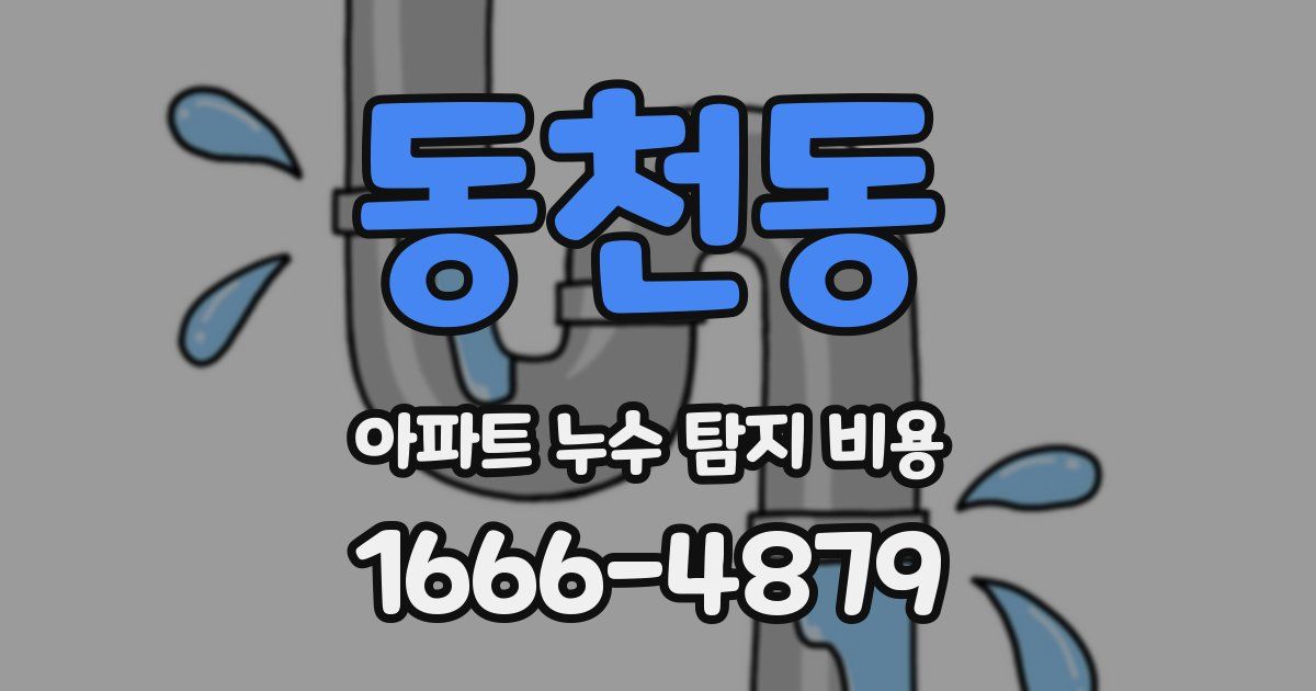 동천동 아파트 누수 탐지 비용