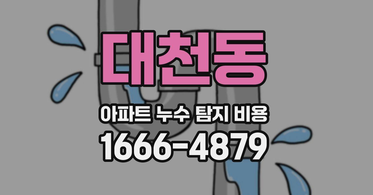 대천동 아파트 누수 탐지 비용