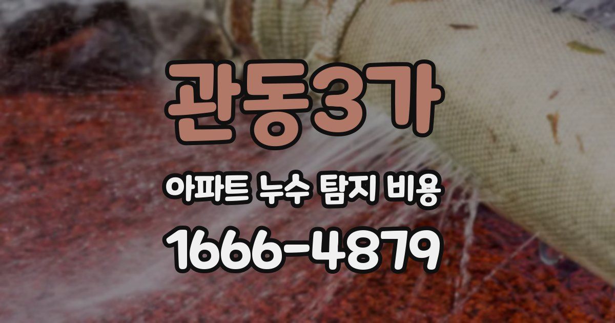 관동3가 아파트 누수 탐지 비용
