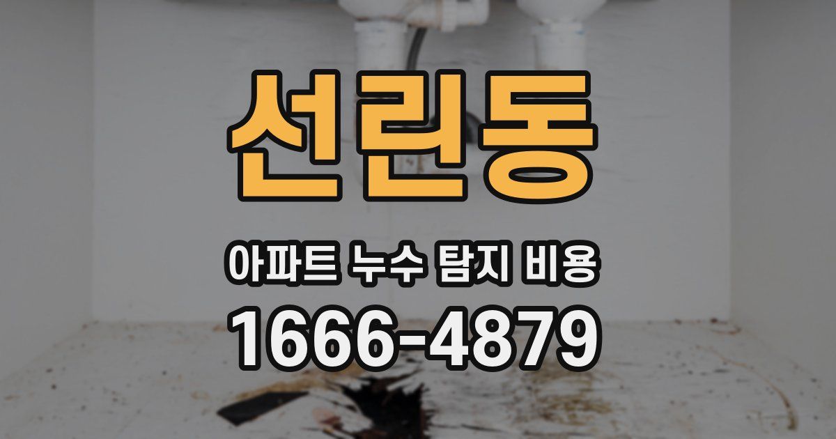 선린동 아파트 누수 탐지 비용