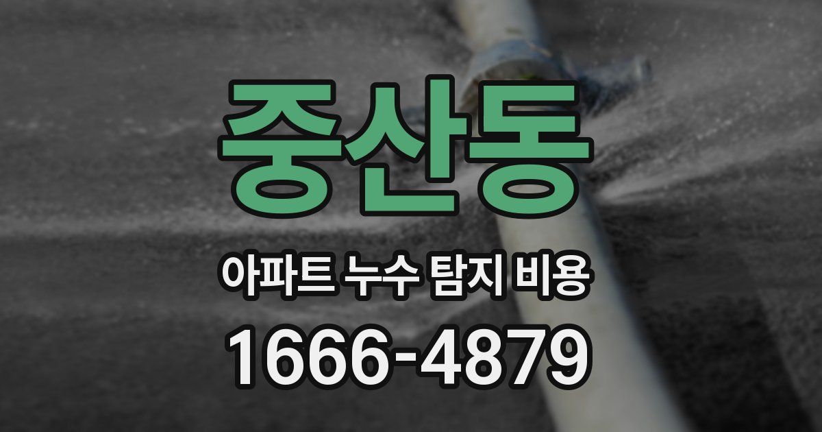 중산동 아파트 누수 탐지 비용