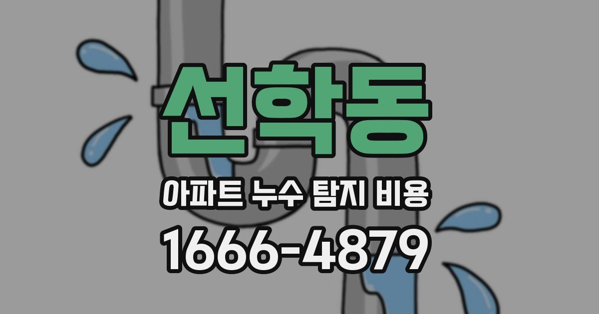 선학동 아파트 누수 탐지 비용