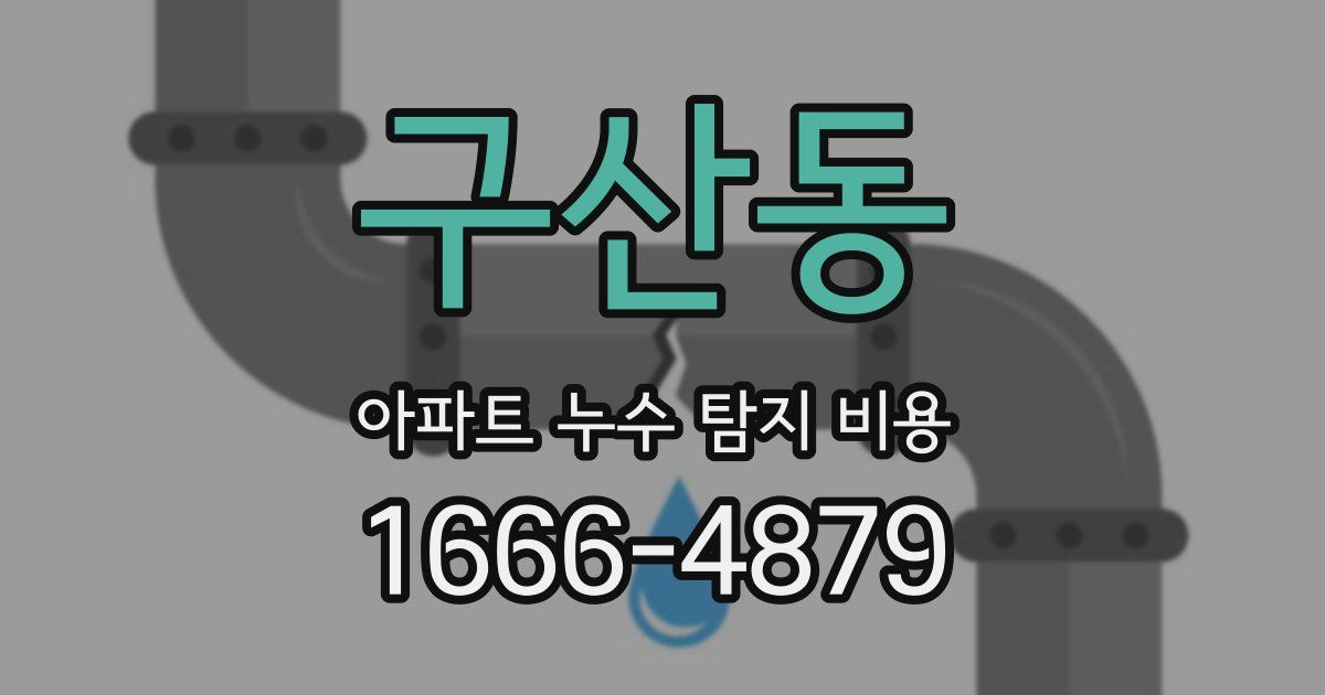 구산동 아파트 누수 탐지 비용