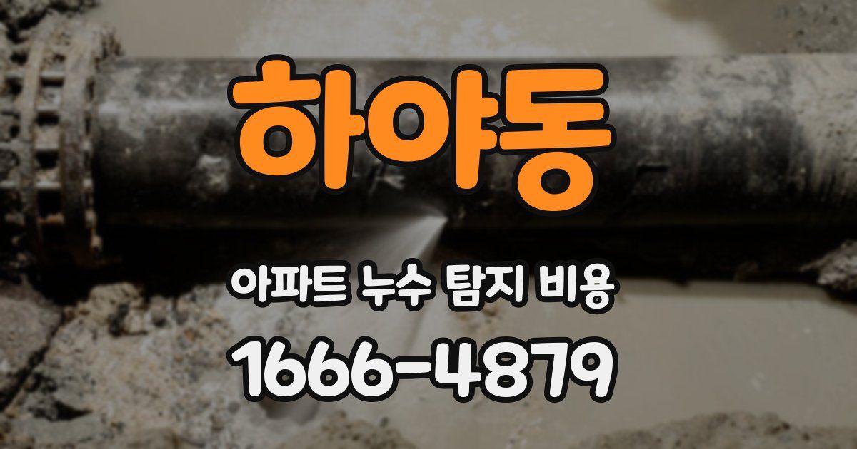 하야동 아파트 누수 탐지 비용