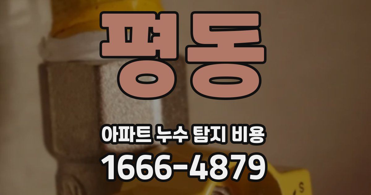 평동 아파트 누수 탐지 비용