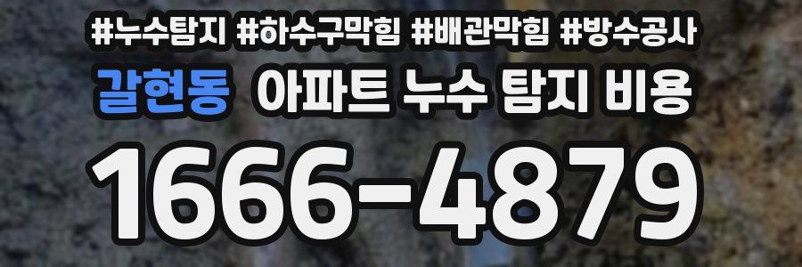 갈현동 아파트 누수 탐지 비용