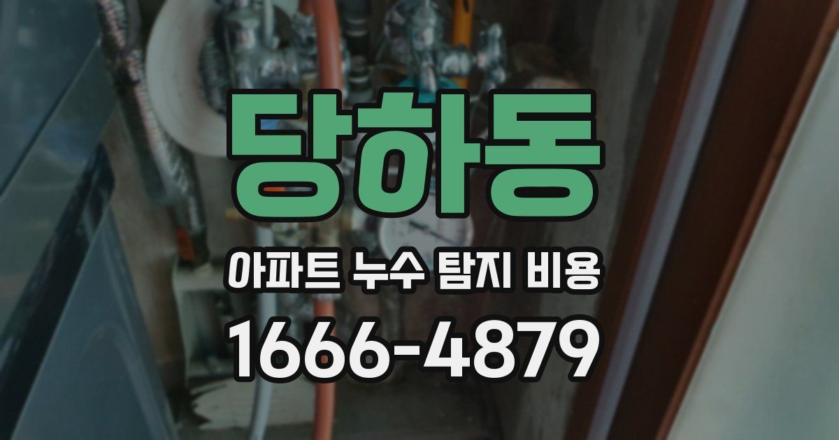 당하동 아파트 누수 탐지 비용