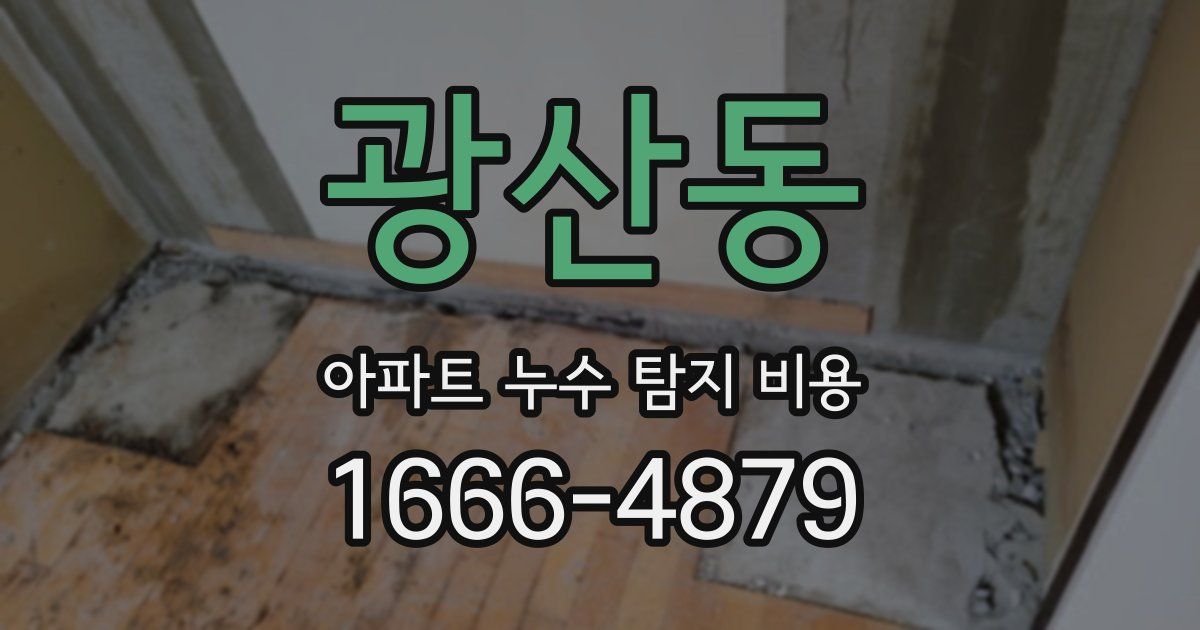 광산동 아파트 누수 탐지 비용