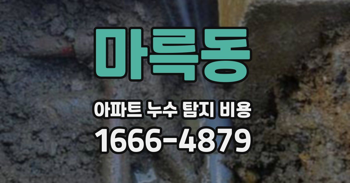 마륵동 아파트 누수 탐지 비용