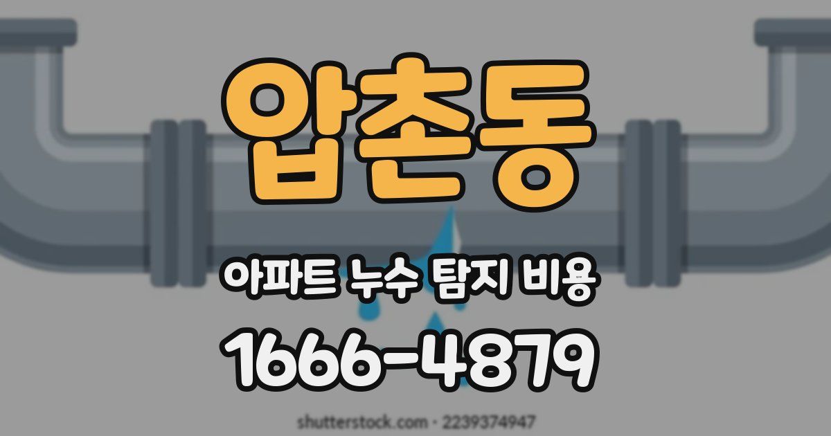압촌동 아파트 누수 탐지 비용
