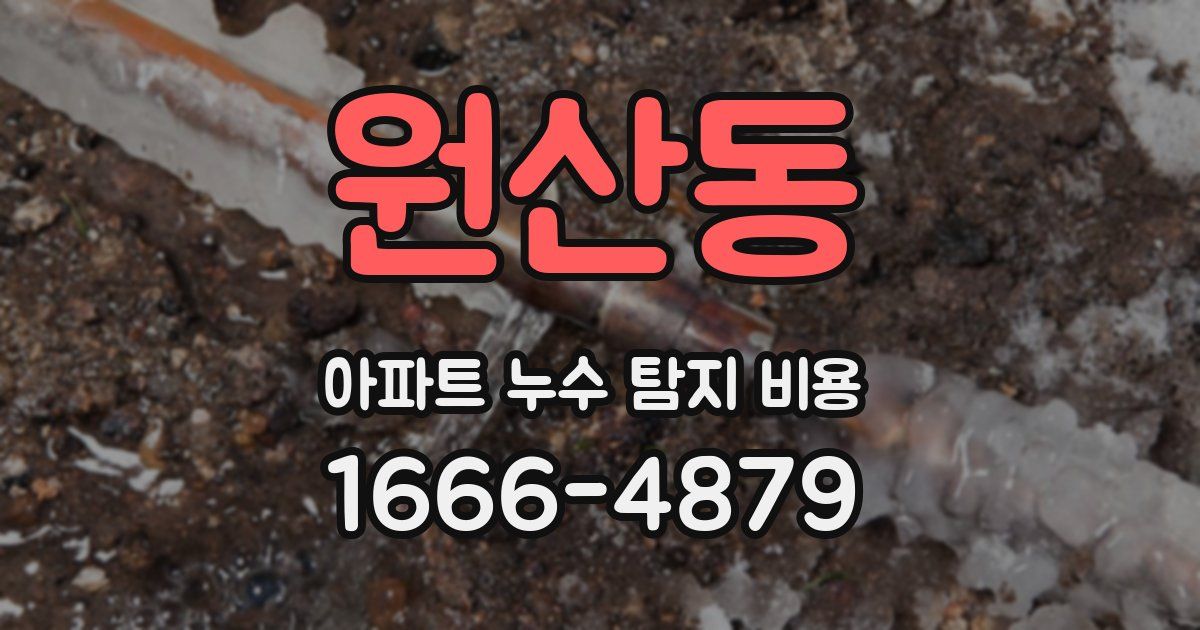 원산동 아파트 누수 탐지 비용
