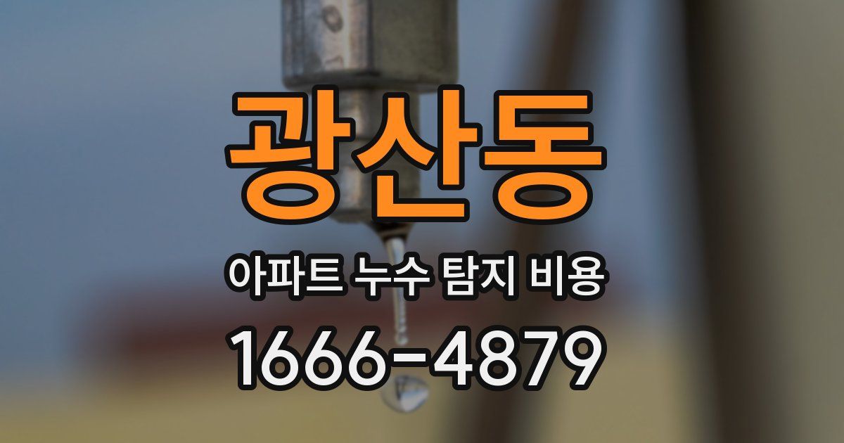 광산동 아파트 누수 탐지 비용