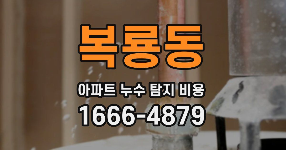 복룡동 아파트 누수 탐지 비용