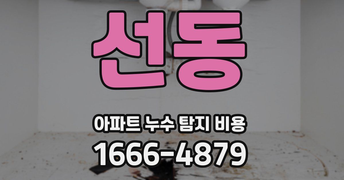 선동 아파트 누수 탐지 비용