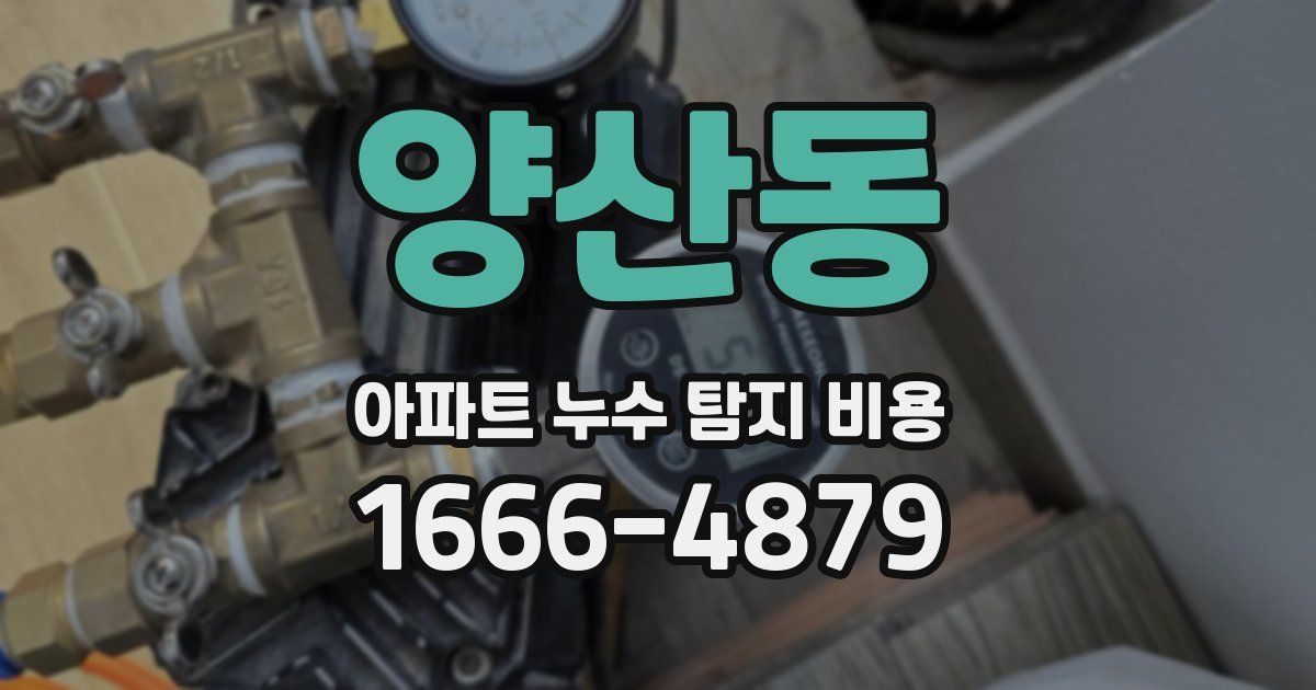 양산동 아파트 누수 탐지 비용