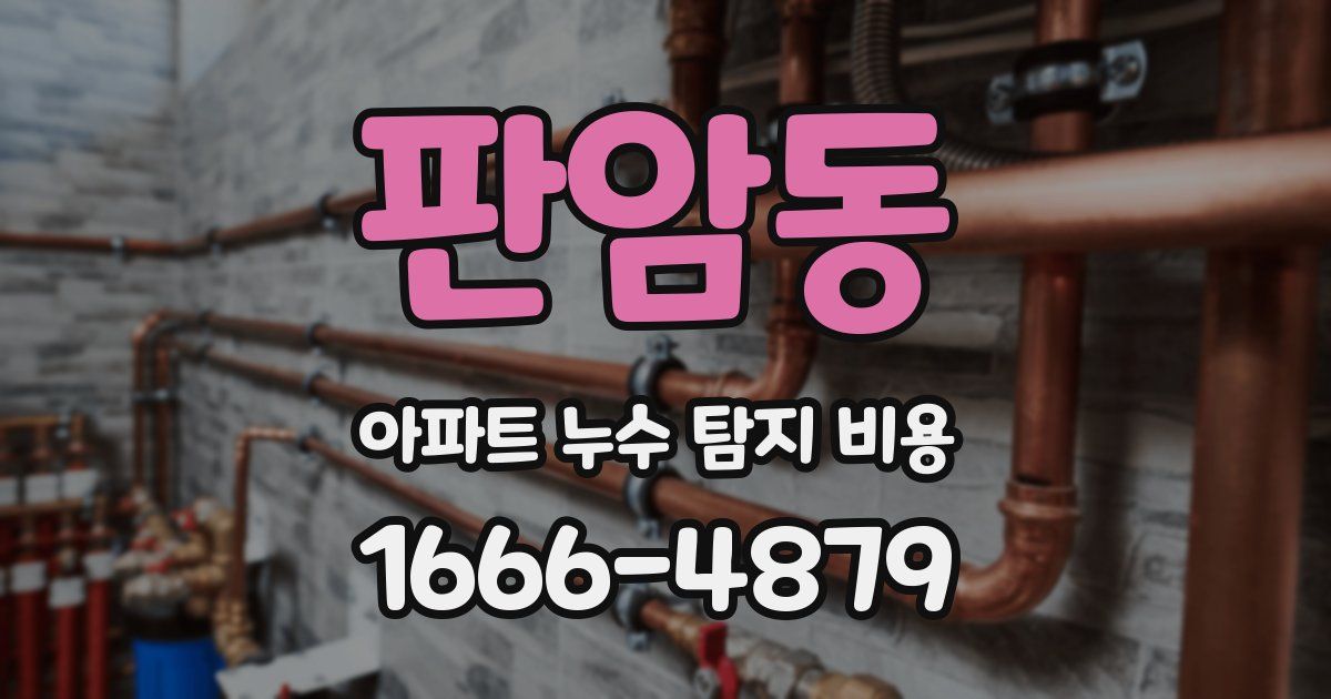 판암동 아파트 누수 탐지 비용