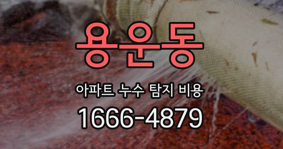 용운동 아파트 누수 탐지 비용
