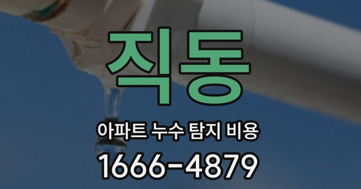 직동 아파트 누수 탐지 비용
