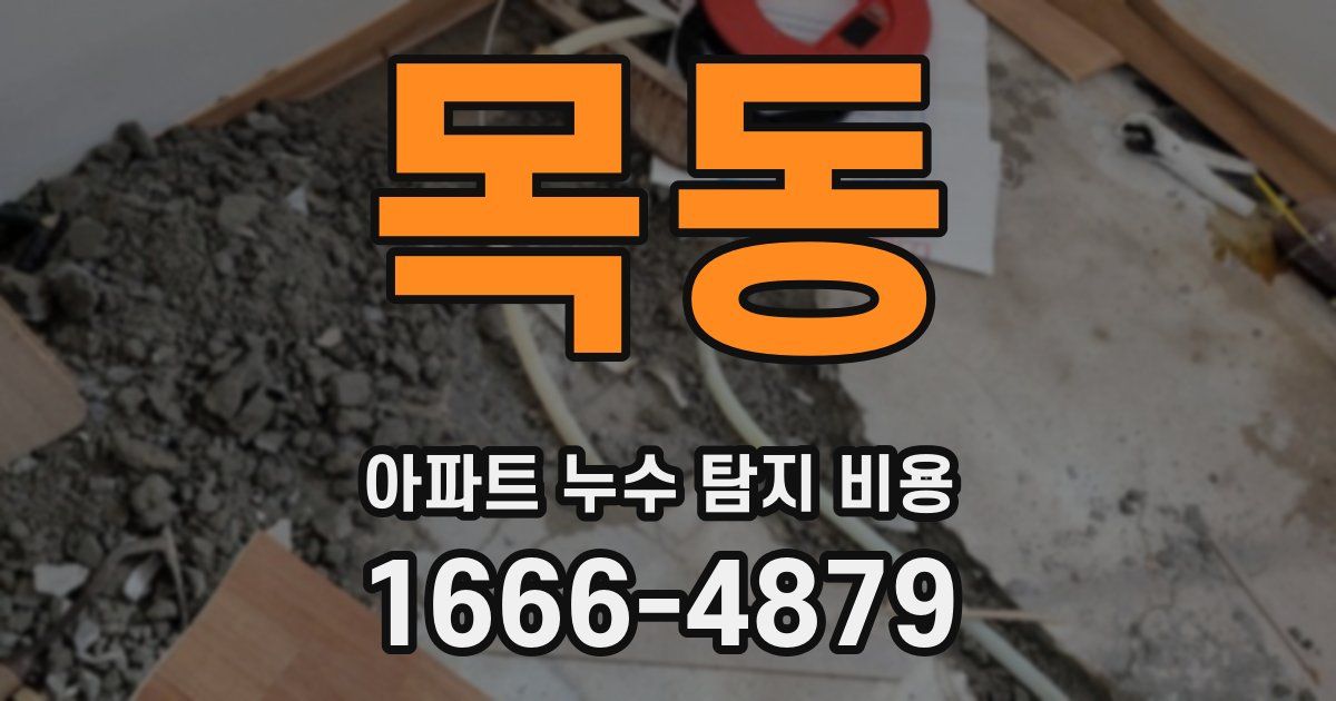 목동 아파트 누수 탐지 비용