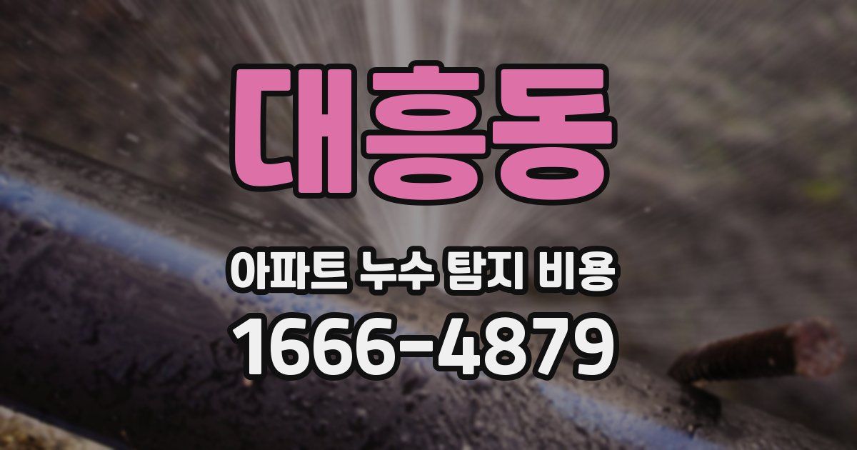 대흥동 아파트 누수 탐지 비용