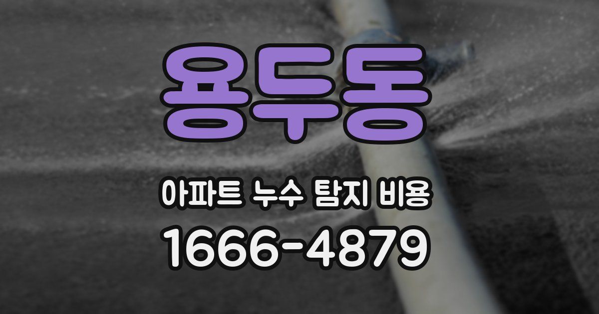 용두동 아파트 누수 탐지 비용