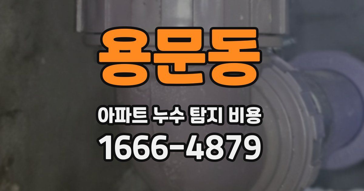 용문동 아파트 누수 탐지 비용