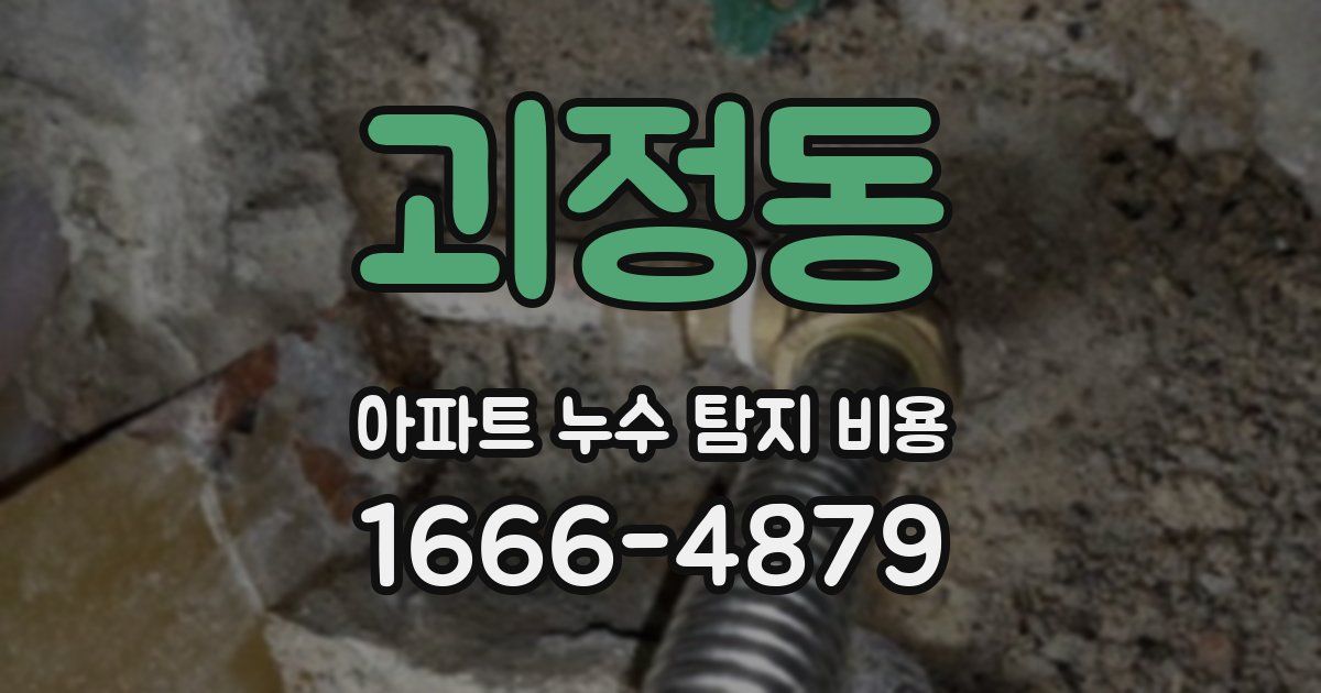 괴정동 아파트 누수 탐지 비용