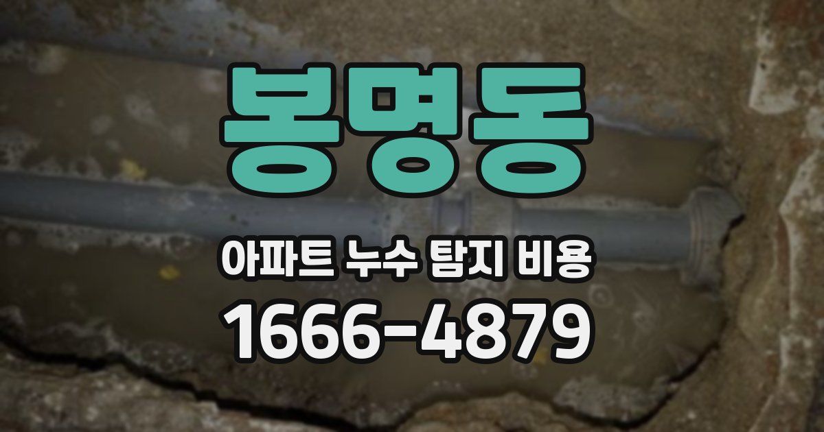 봉명동 아파트 누수 탐지 비용