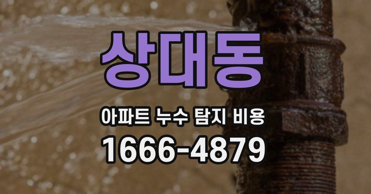 상대동 아파트 누수 탐지 비용