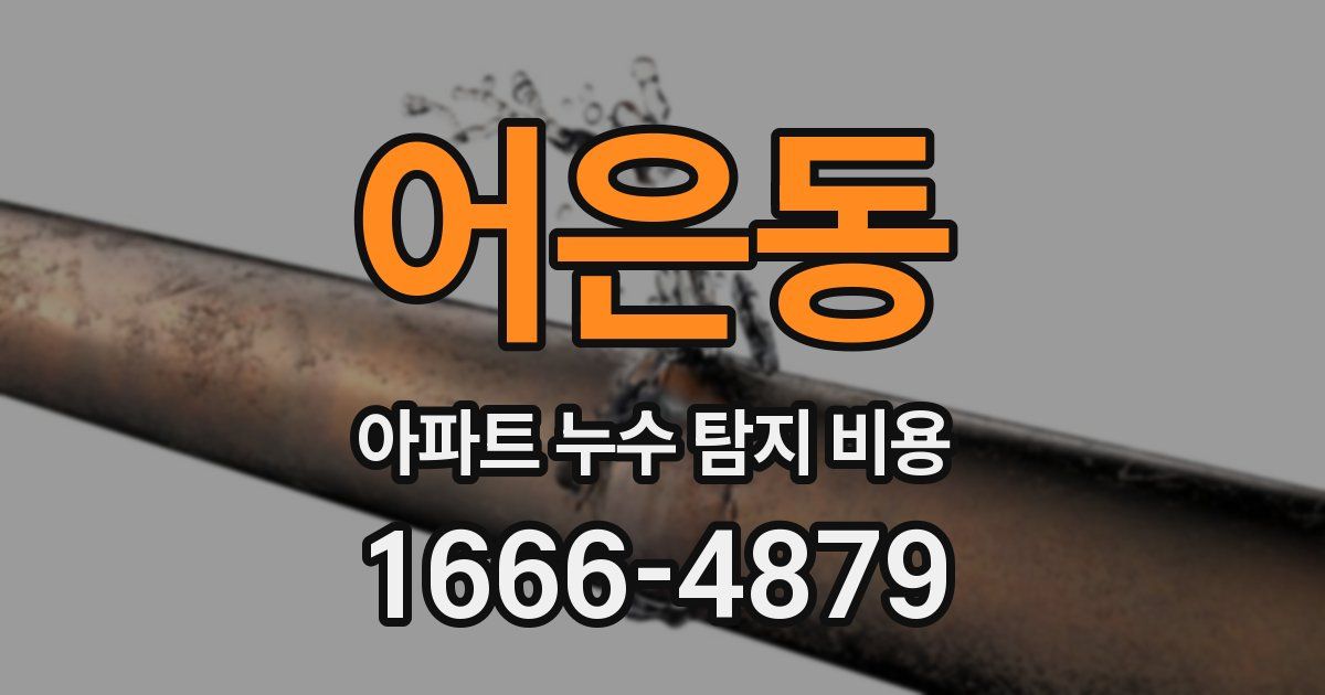 어은동 아파트 누수 탐지 비용