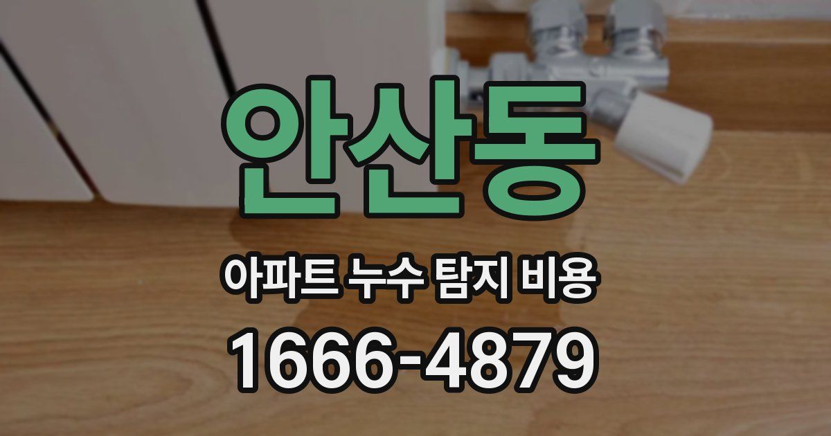 안산동 아파트 누수 탐지 비용