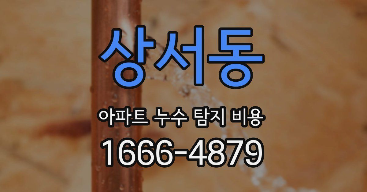 상서동 아파트 누수 탐지 비용