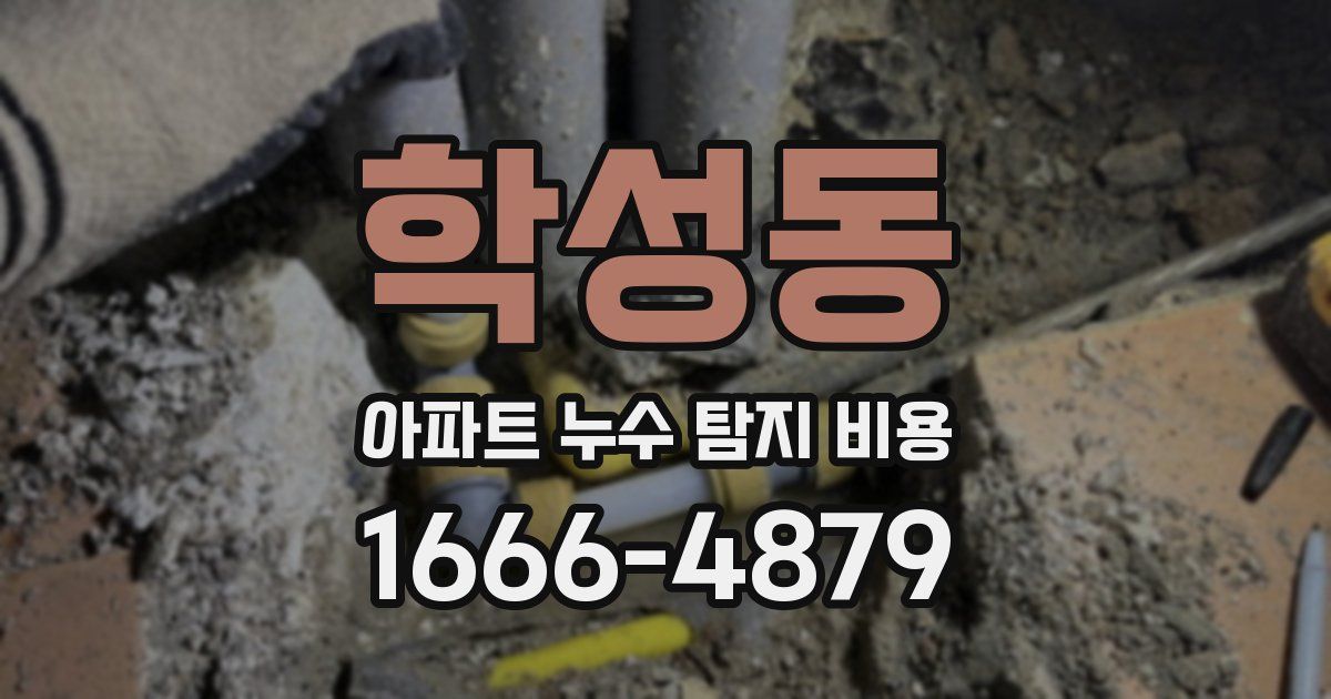 학성동 아파트 누수 탐지 비용