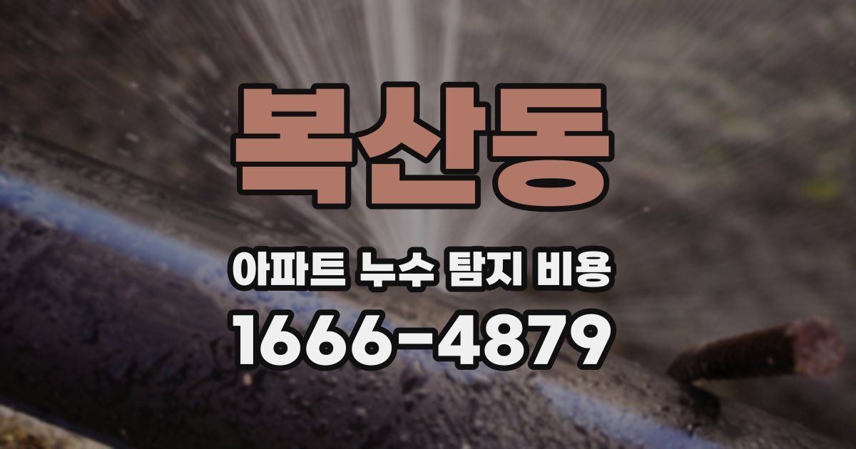 복산동 아파트 누수 탐지 비용